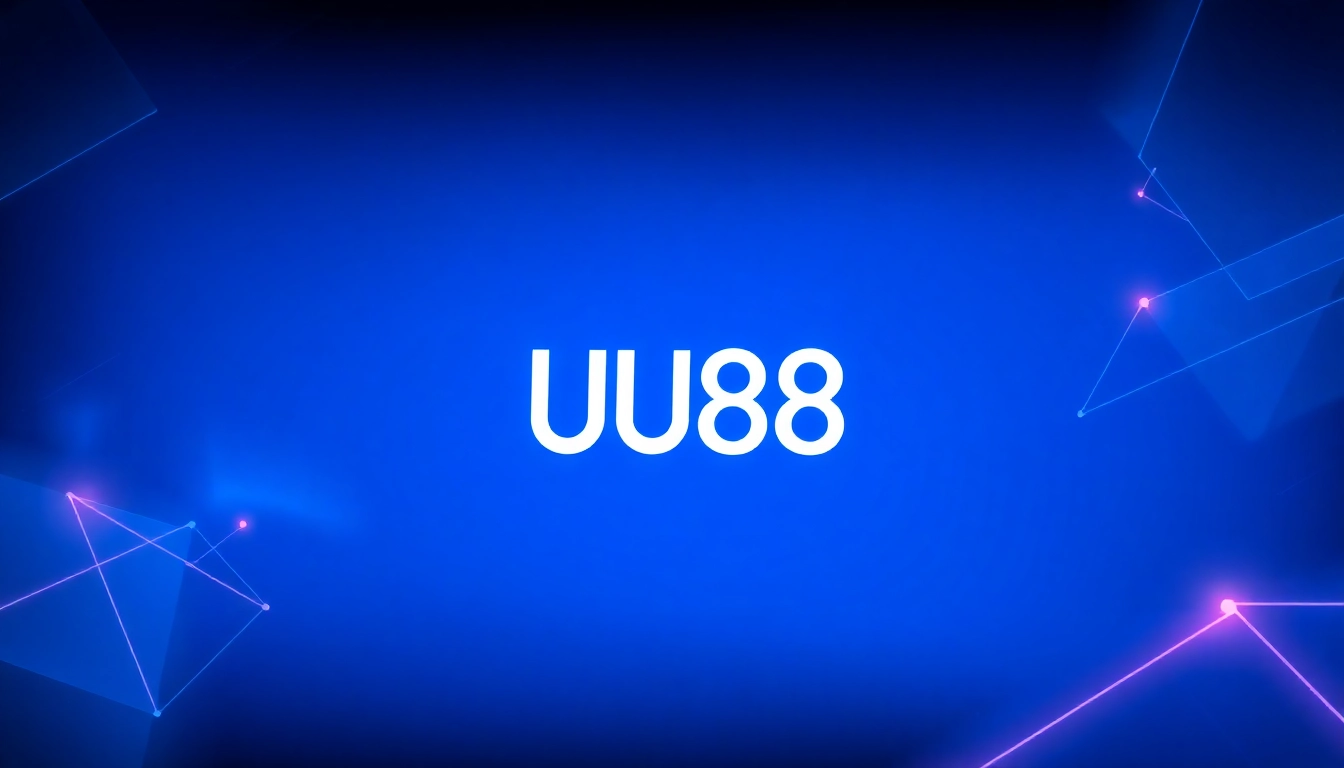 Engaging visual of the UU88 logo on a futuristic digital backdrop, highlighting online entertainment and secure betting platform features.