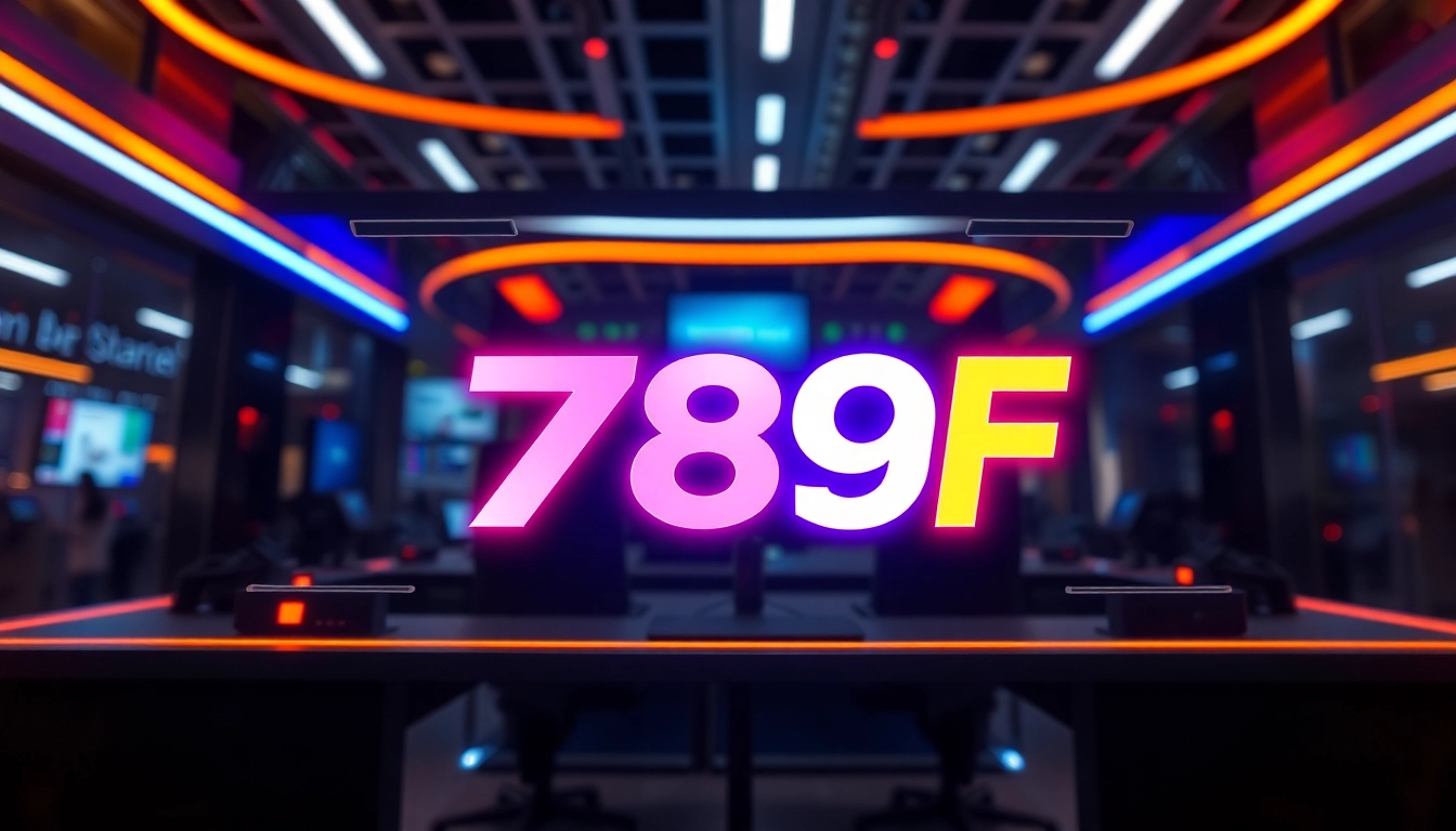 789F brand logo displayed on a sleek digital screen with vibrant lighting, highlighting modern technology and innovation for user engagement.