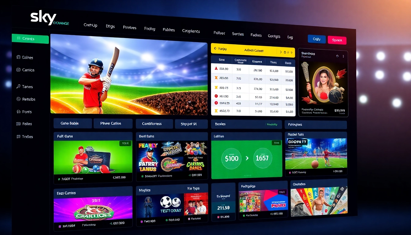Sky Exchange online betting platform displaying casino games and sports betting interface, engaging and user-friendly for players in India.