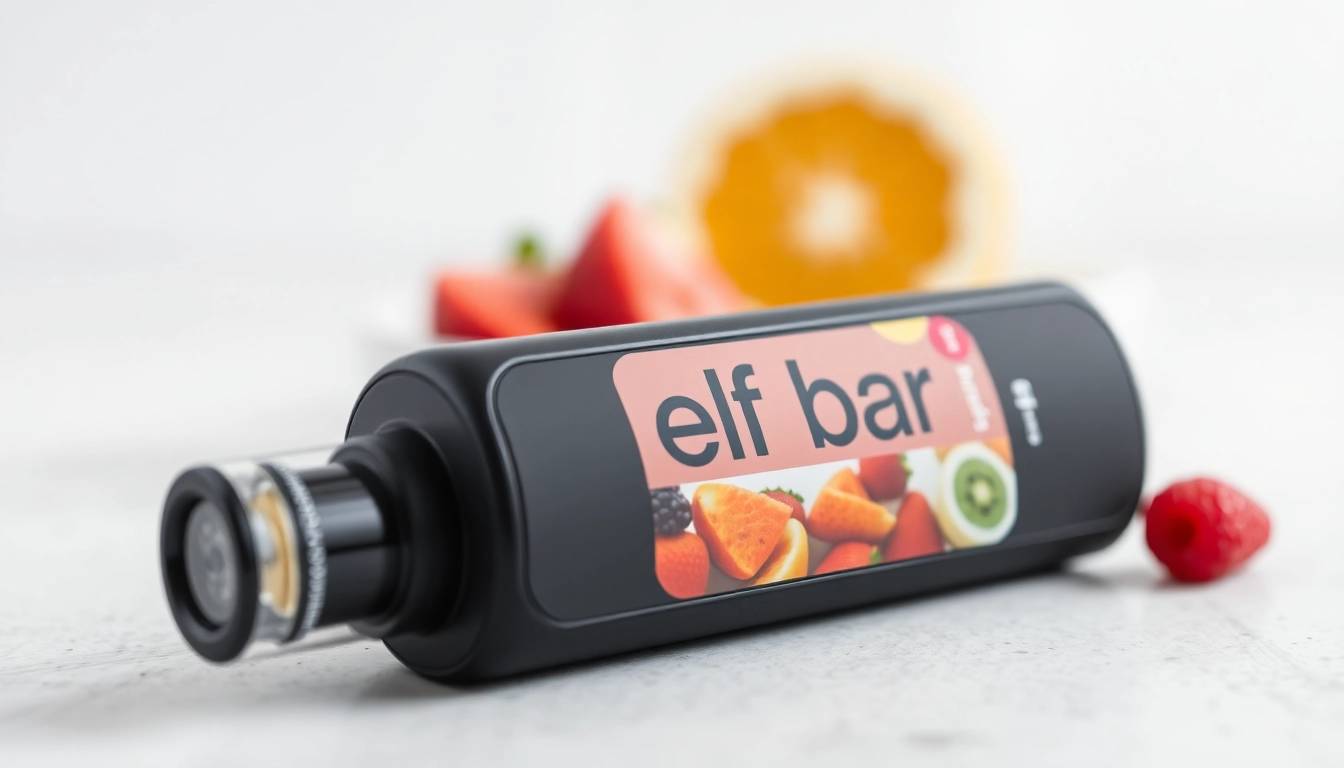 Elf Bar disposable vape with colorful fruit flavor display and modern design for vaping enthusiasts