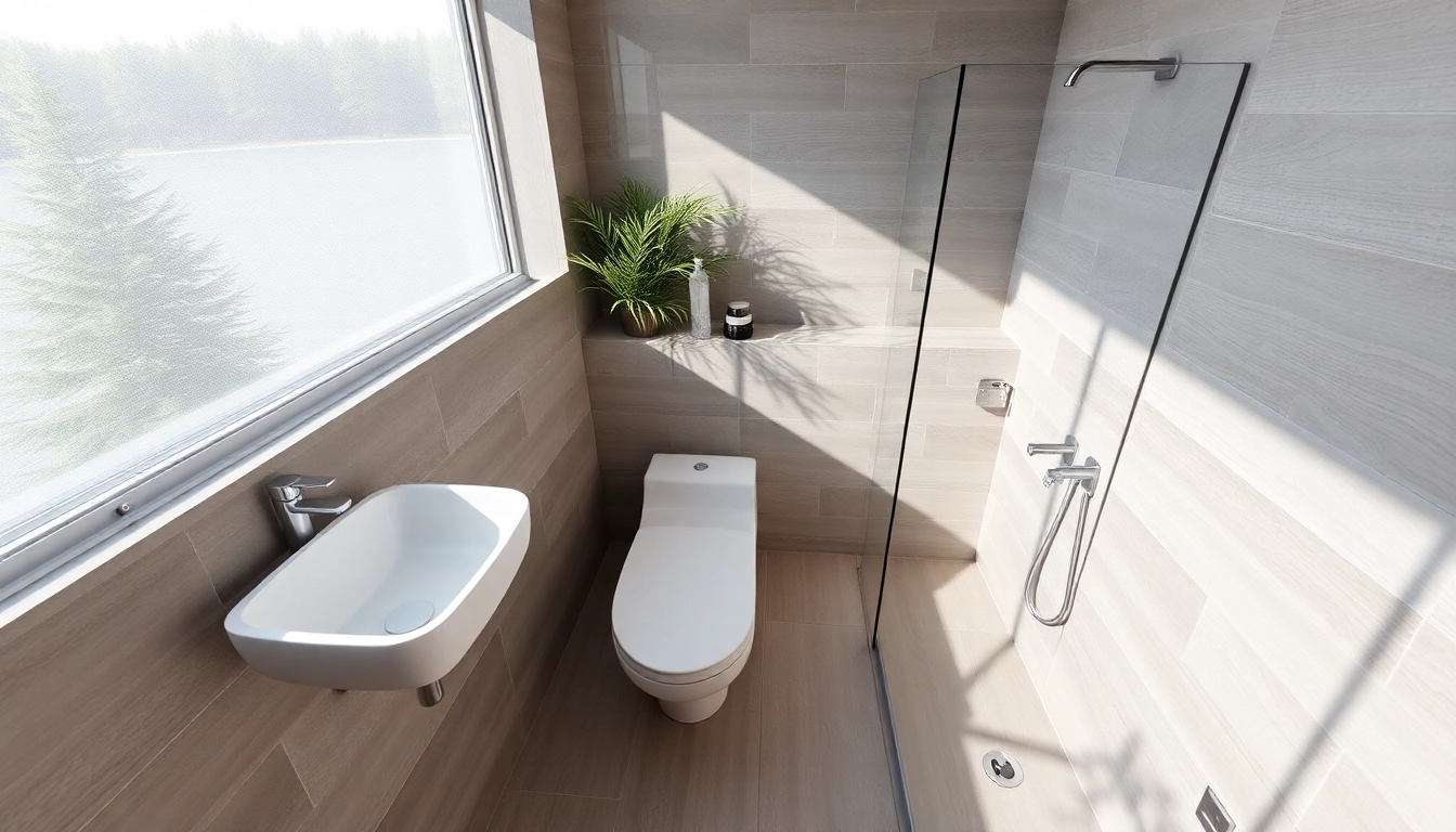 Professional bathroom renovation Airdrie showcasing a contemporary upgrade with elegant