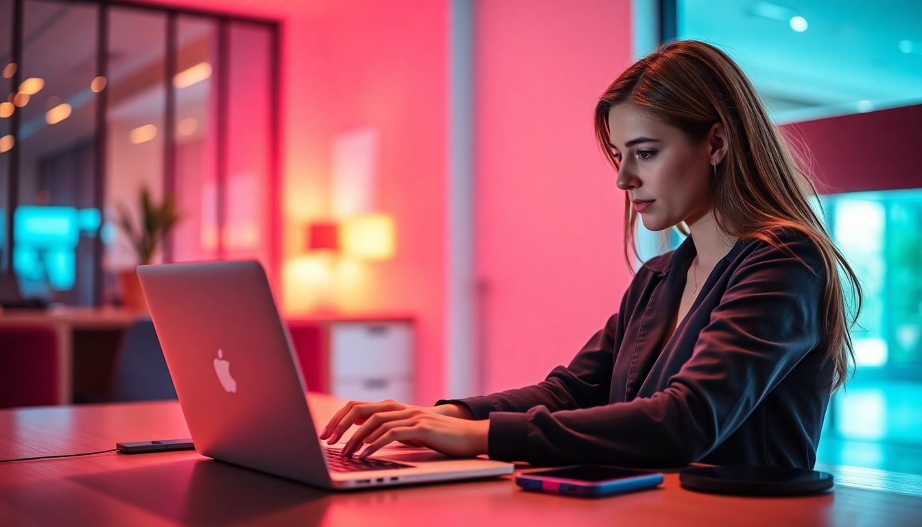 Professional freelancer seeking freelance tech jobs France using a laptop in a modern workspace